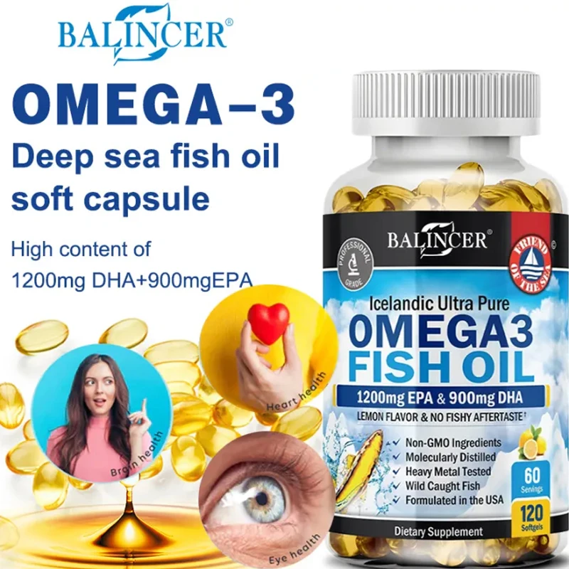 Balincer Omega 3 Fish Oil Dietary Supplement - DHA & EPA Nourishes Joint, Eye, Heart and Brain Health. Boosts Immunity, Non-GMO