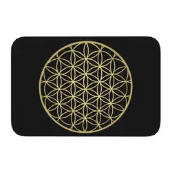Personalized Flower Of Life Mandala Gold Doormat Mat Geometric Yoga Meditation Bathroom Kitchen Garden Rug Carpet 40*60cm