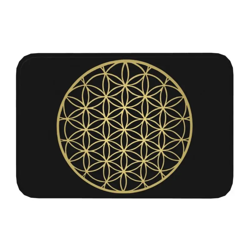 Personalized Flower Of Life Mandala Gold Doormat Mat Geometric Yoga Meditation Bathroom Kitchen Garden Rug Carpet 40*60cm