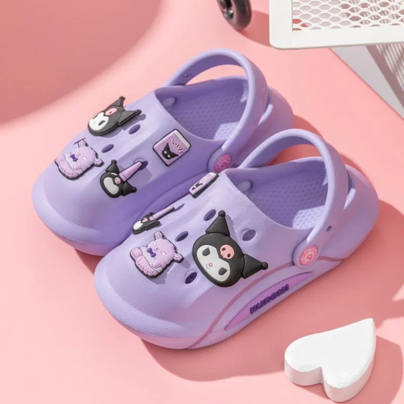 2024 Summer Children\'s Slippers Cute Hello Kitty Girls Anti-slip Beach Shoes Kids Soft Bottom Home Shoes Garden Shoes Hole Shoes