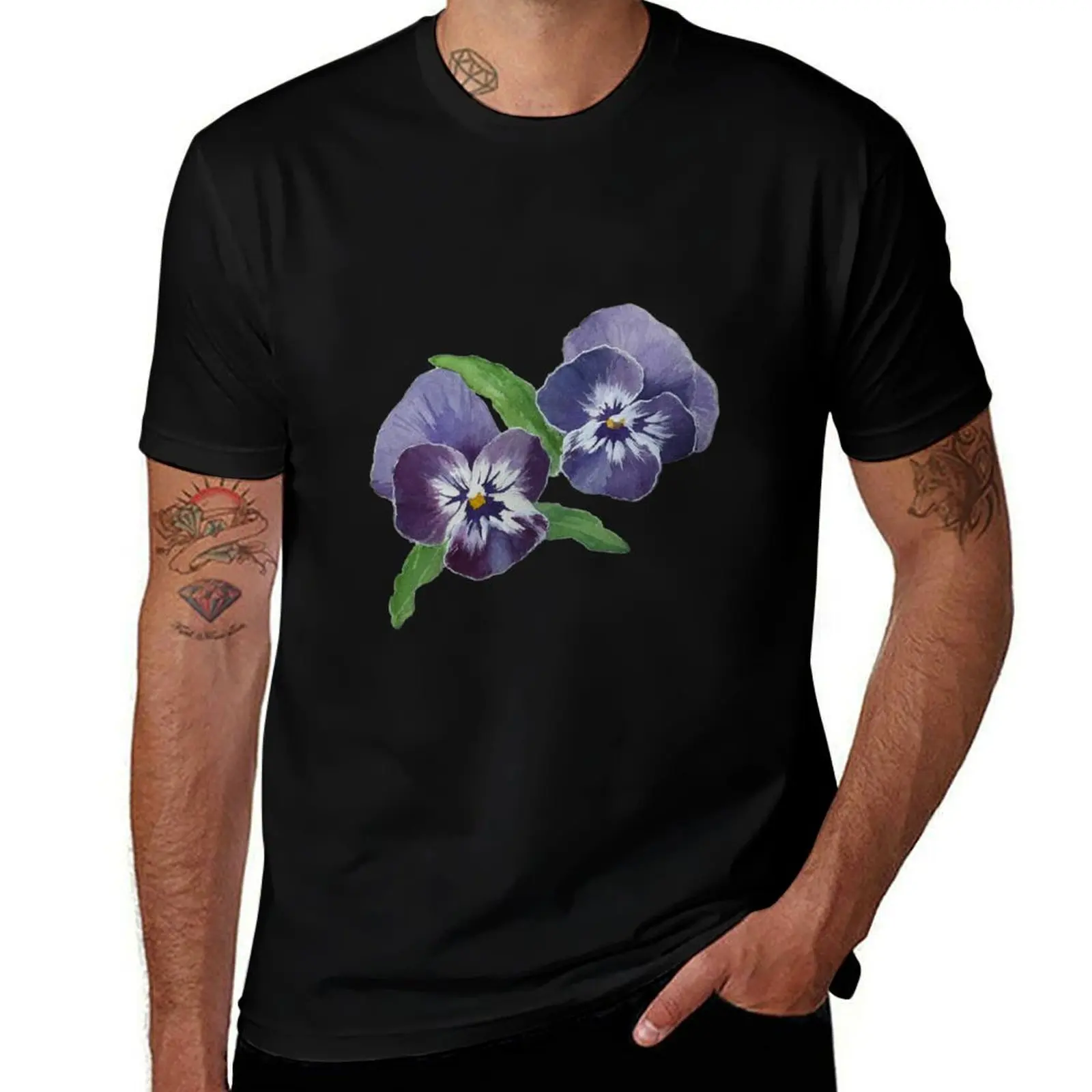 

Watercolor Violas T-Shirt Man t-shirt animal prinfor boys shirts graphic tee custom t shirt vintage t shirt men