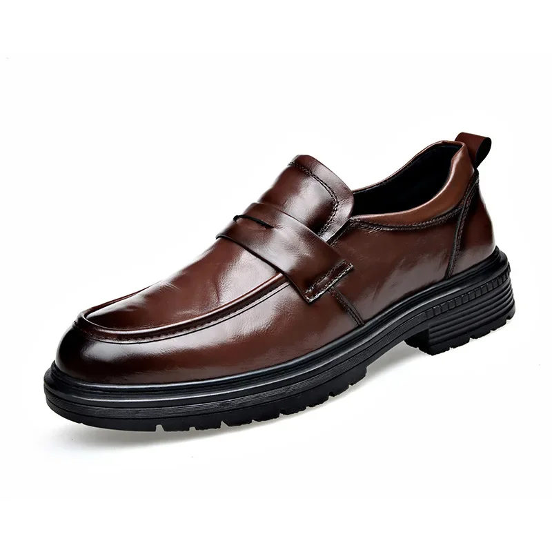 Mocasines de negocios británicos para hombre, zapatos transpirables antideslizantes, informales, de cuero de vaca, a la moda, para primavera y otoño