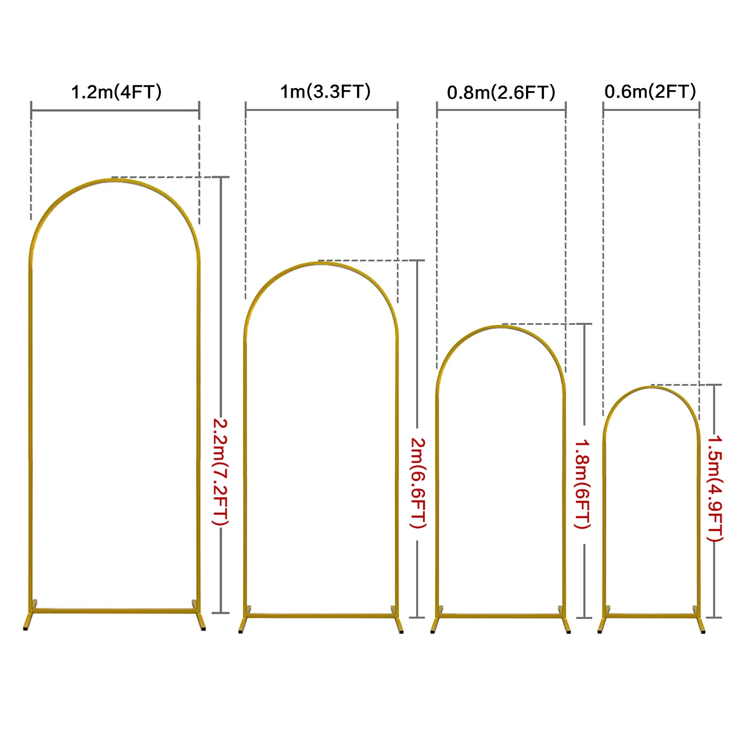 Metal Arch Backdrop Stand Gold Wedding Balloon Arched Backdrop Stand Square Arch Frame for Birthday Party Bridal Baby Shower