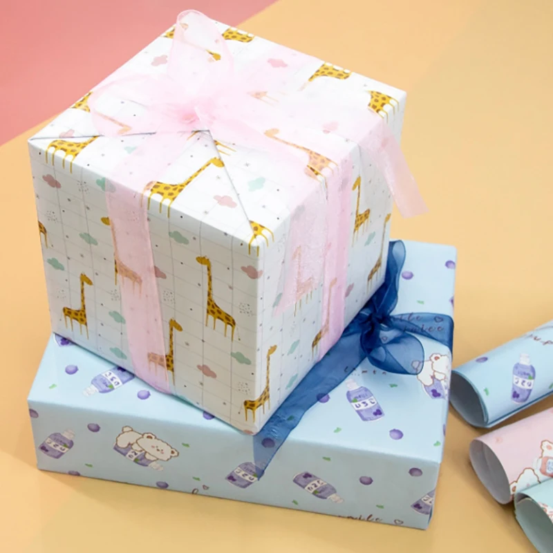 

Милая мультяшная упаковочная бумага для подарков, простая упаковочная бумага для подарков на день рождения, материалы для украшения подарка