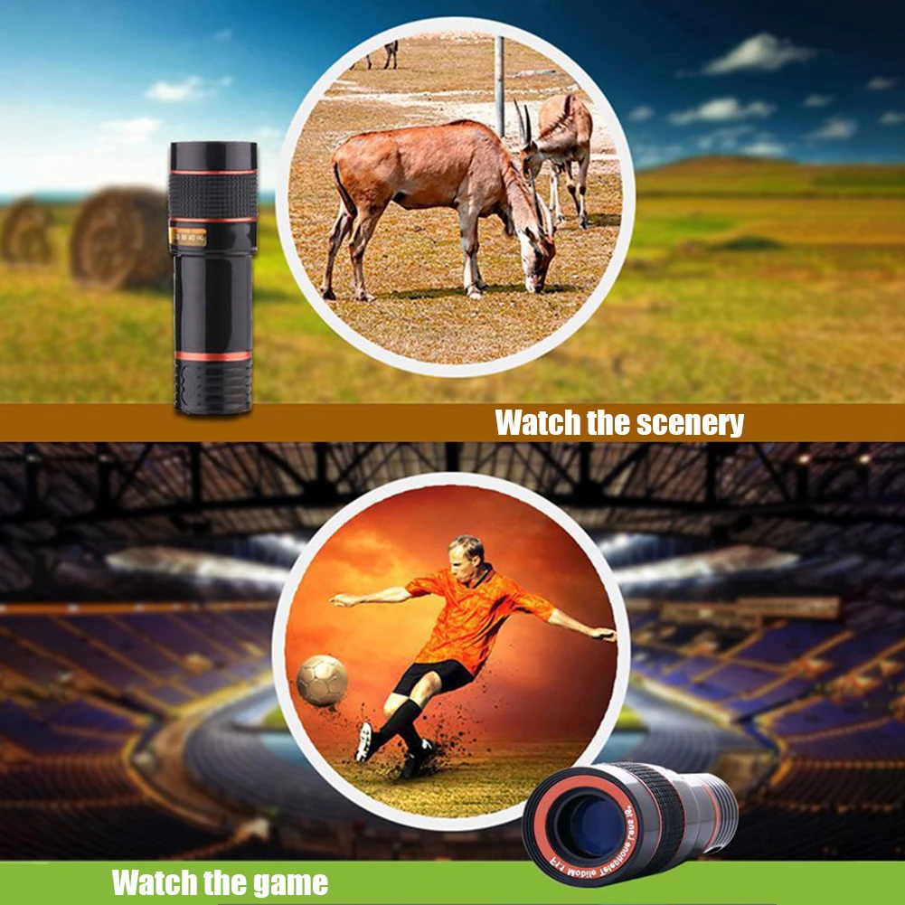 12 Times Mobile Phone Telephoto Telescope Lens Hd Camera Zoom with Clip for Mobile Phone for Watch Scenery Game