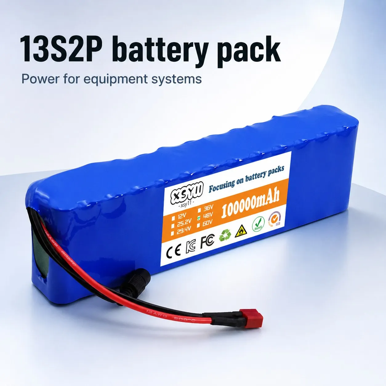48V 13S2P Li-Ion Battery Pack Replacement for E Scooter E Bike DIY Repair Multi Connector Options Connector Match Repair