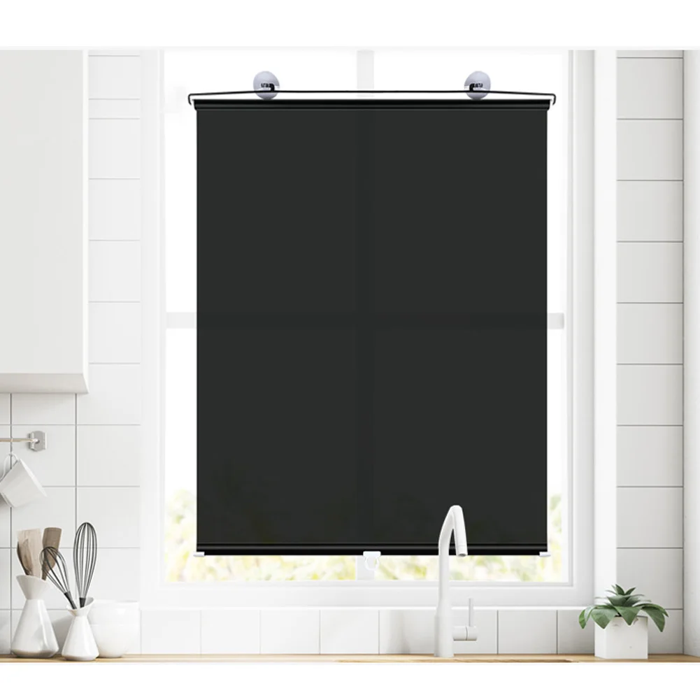

PVC Sunshade Roller Blinds with Suction Cups Automatic Retractable Design for Bedrooms Kitchens and Living Rooms