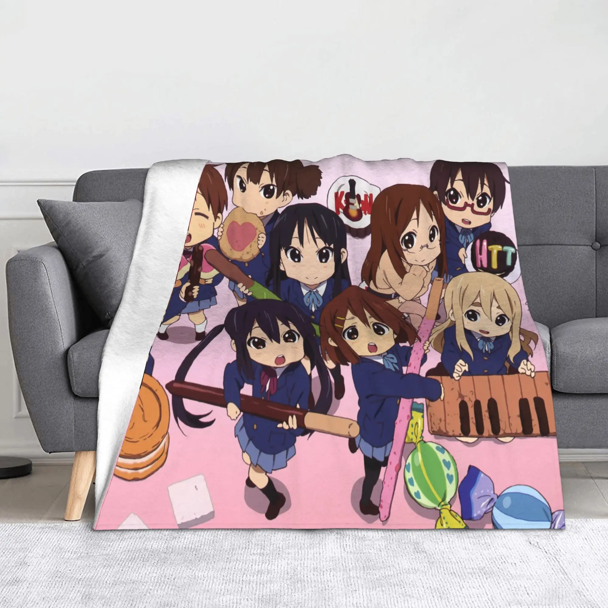 K-On! Anime Flannel Blanket Cute Girl Yui Mio Azusa Awesome Throw Blankets for  Sofa Bedding Lounge 200x150cm Quilt