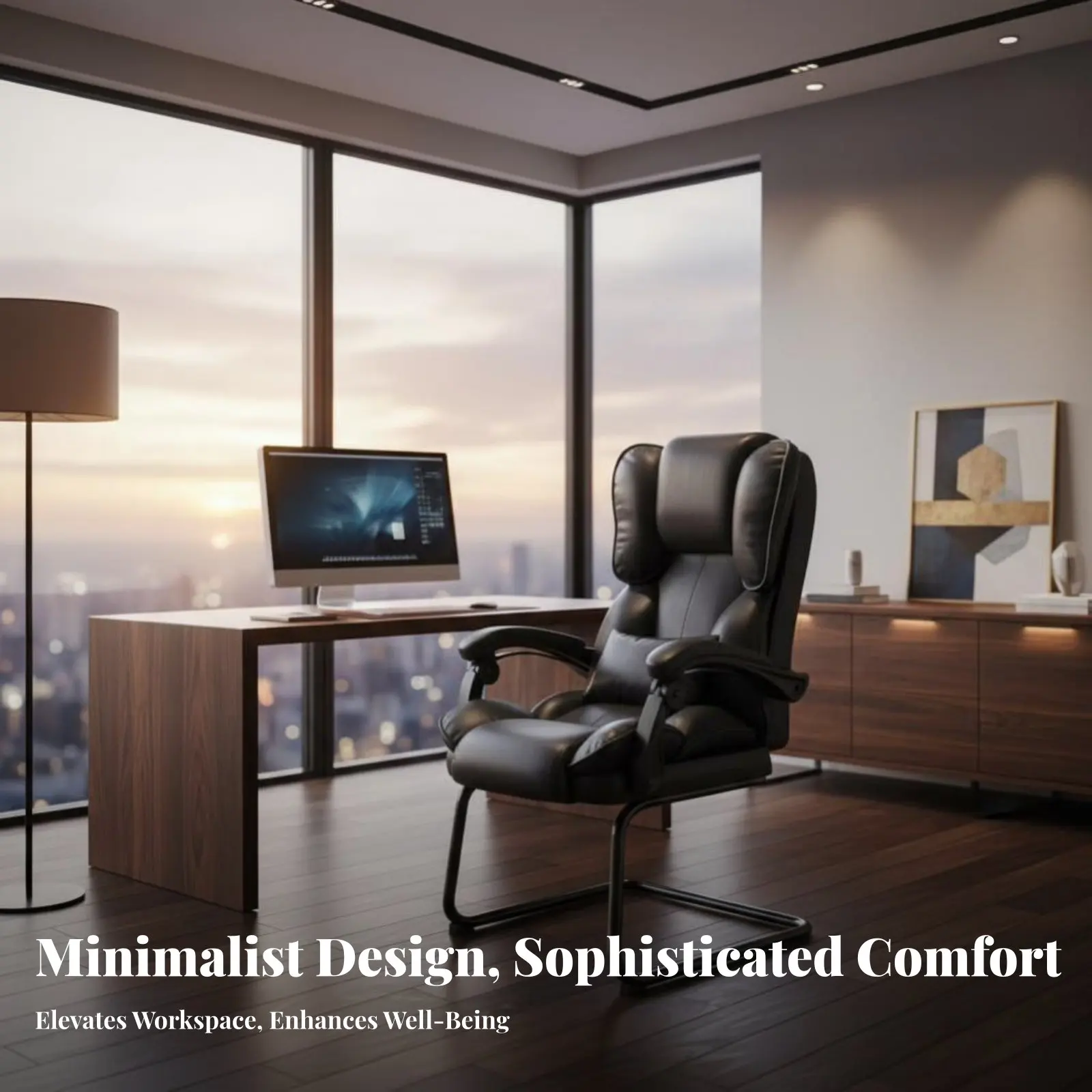 Reclining Sled Base Chair Ergonomic Design Highspine-Support Upholstered Armchair Adjustable sturdyDuty for Reception Area