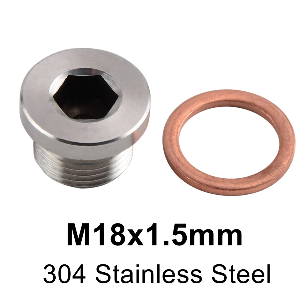 

M18X1.5mm Stainless Steel Oxygen Sensor Bung Plug Cap with copper Gasket (1pc)