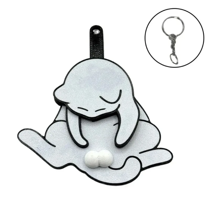 Criativo puxar jogar ovo gato chaveiro brinquedos fidget bonito engraçado rotativo acrílico saco pingente para mulheres chaveiro bolsa acessório