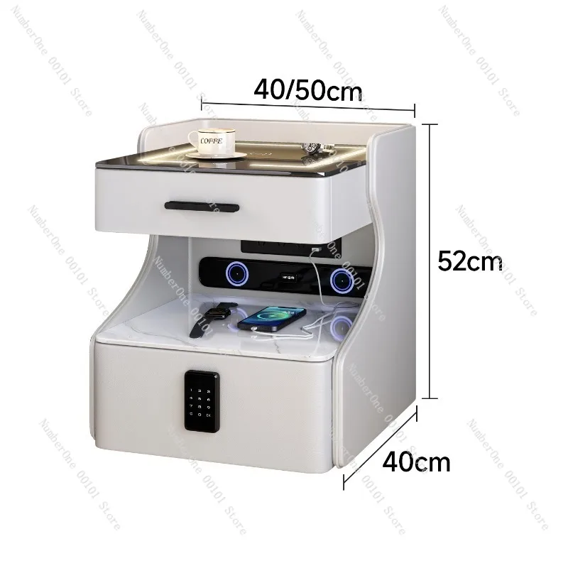 

Smart Solid Wood Bedside Table,New Light Luxury Modern Style for 2025 Home Bedrooms,Compact Nightstand with Practical Storage