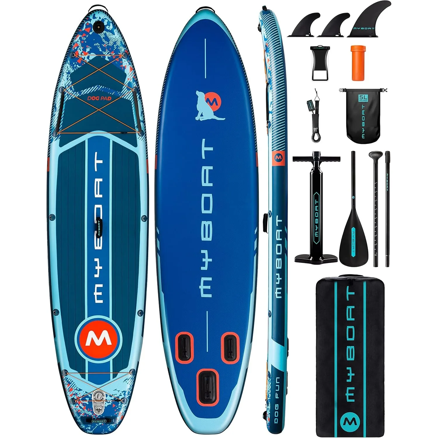 

11'6"×34"×6" Extra Wide Inflatable Paddle Board, Stand Up Paddle Board for Fishing, Sup Board w/ 3 Removable Fins, Dual Bungees