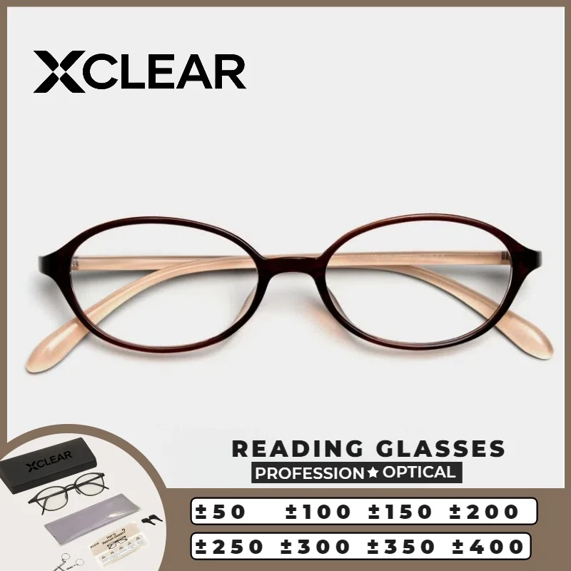 

XCLEAR Trendy Oval Woman Reading Glasses Anti Blue Light High Quality Texture Customized Progressive Prescription Glasses Light