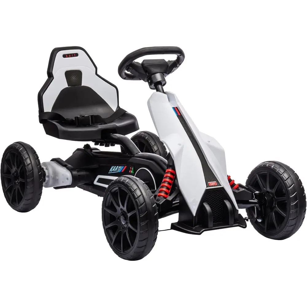 

12V Electric Go-Kart for Kids: Ride-On Toy with Forward/Backward Drive, Adjustable for Ages 3-8, White