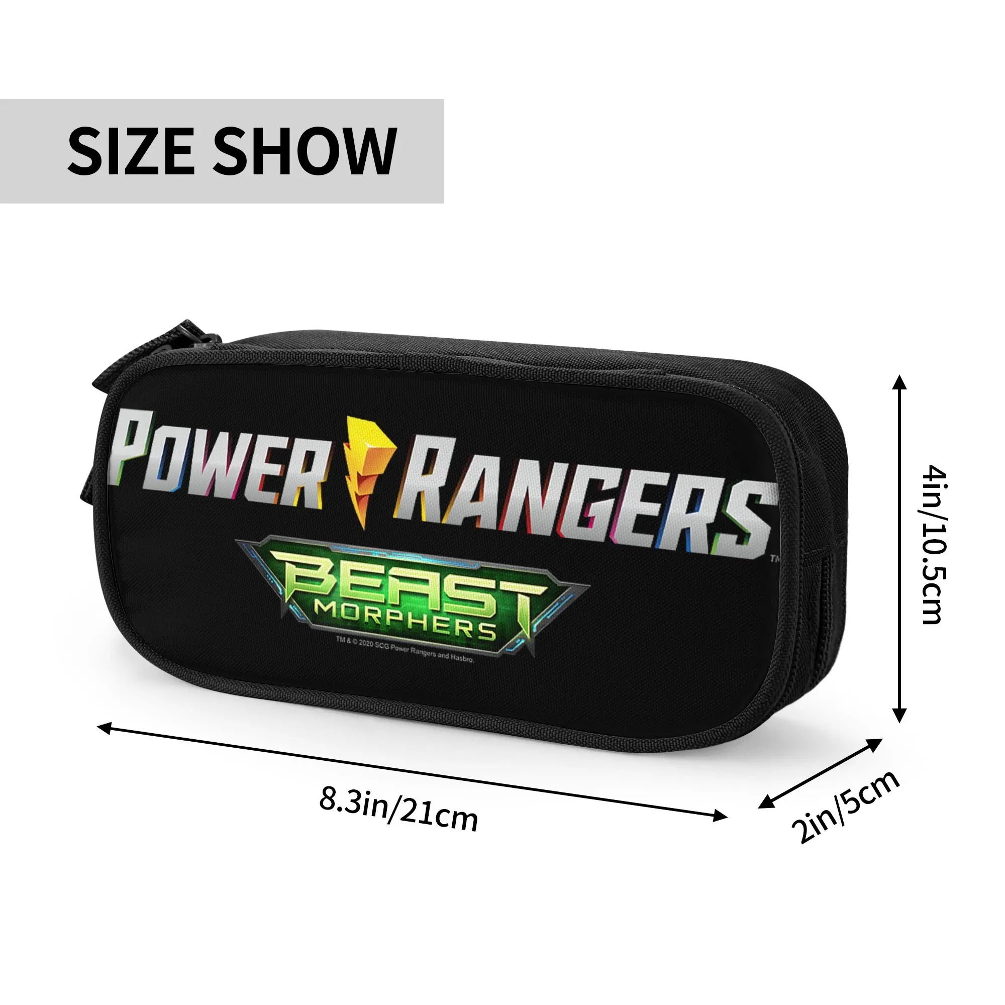 Large Capacity Bags for Child Cartoon Power Rangers Let's Do This Geometric Group Shot Logo  School Pencil Bag