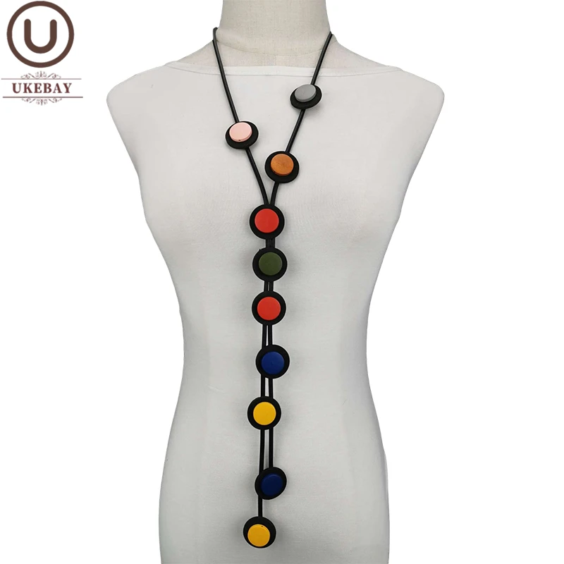 UKEBAY New Long Pendant Necklaces For Women Gothic Necklace Rubber Jewelry Designer Handmade Ethnic Chain Clothes Big Jewellery