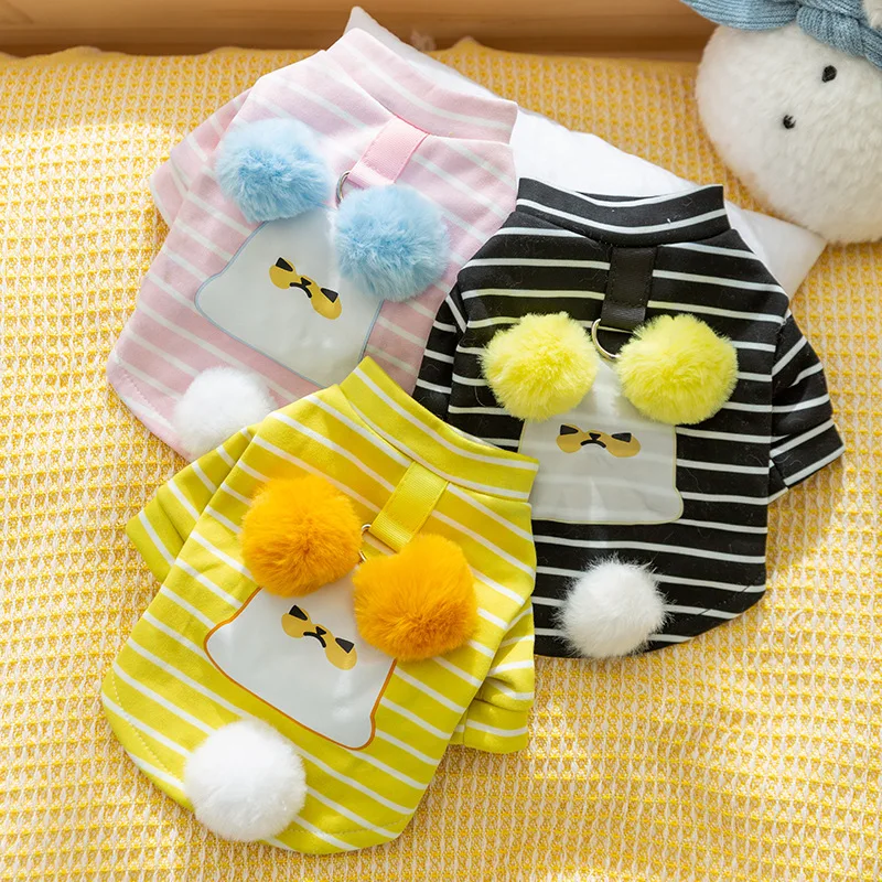

Cute Winter Dog Clothes Plush Ears Dog Striped Dogs Hoodie Cat Small and Medium Sized Dogs Cute Pet Clothes Puppy Clothes