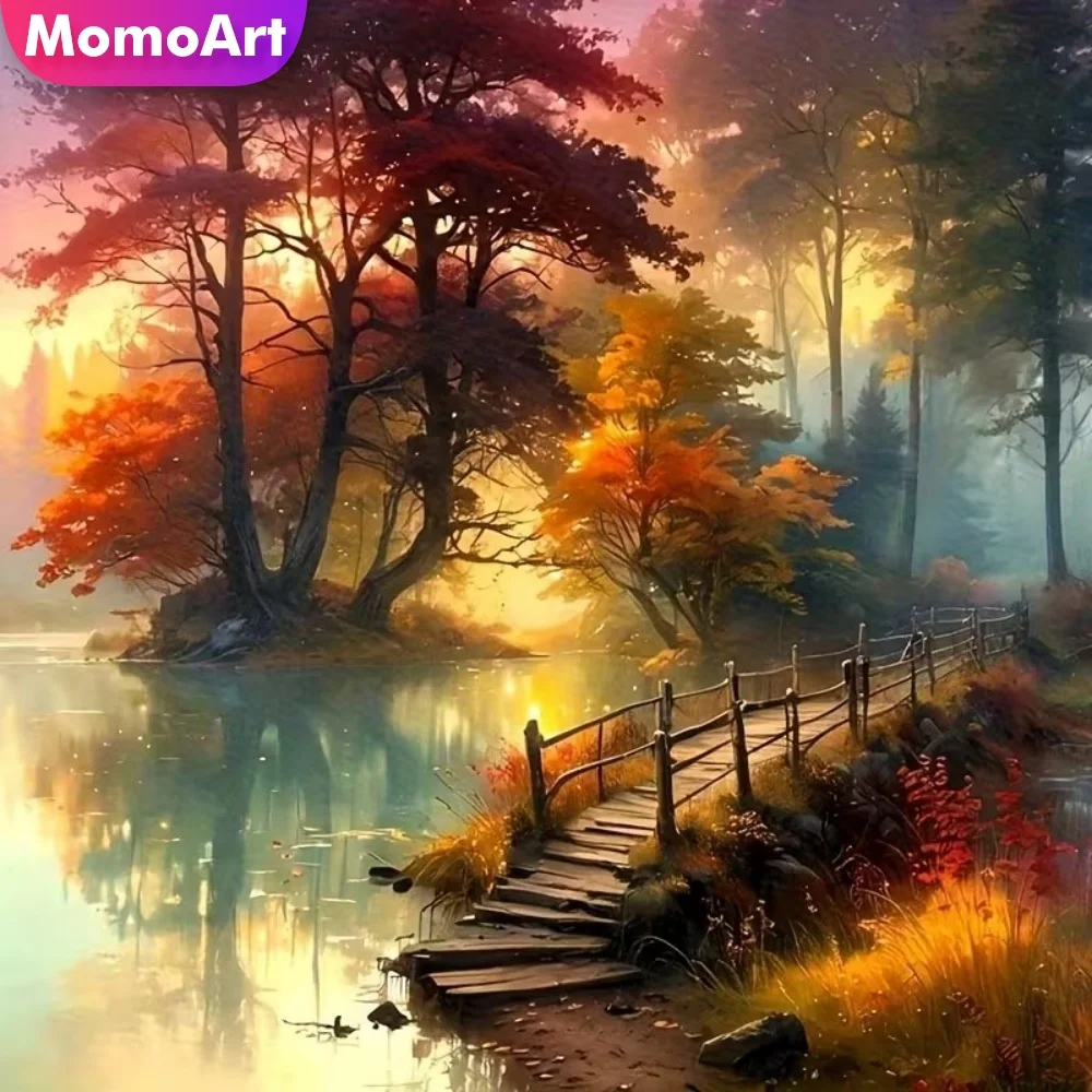 Momoart Diamond Mosaic River Landscape Diamond Painting Tree