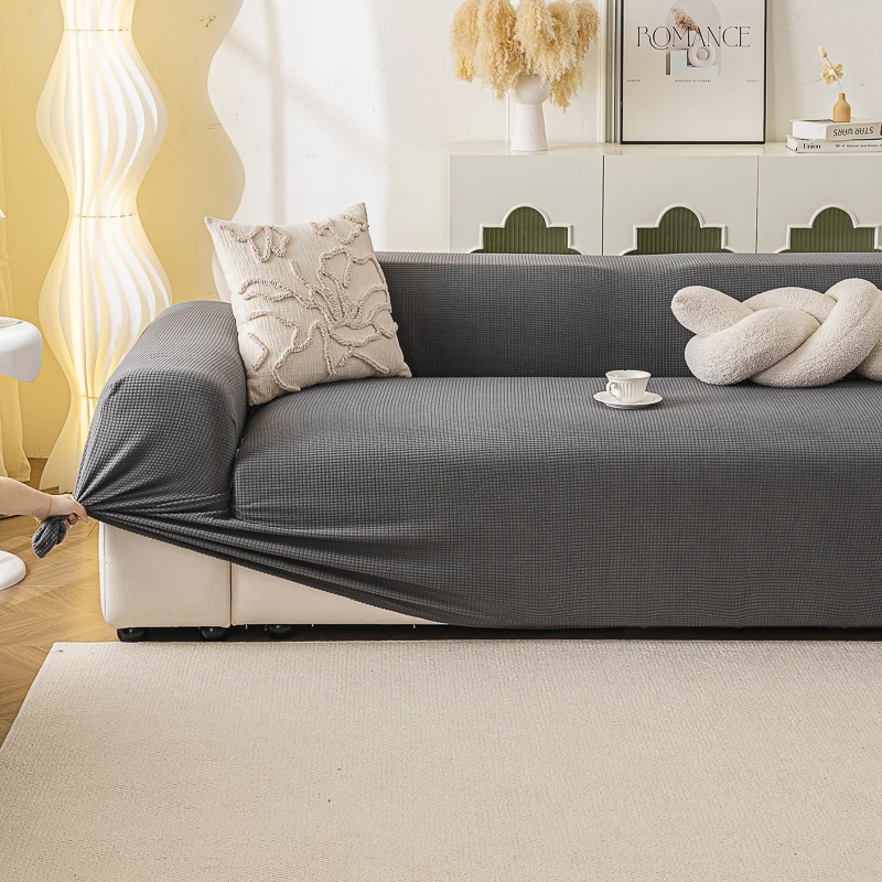 Corn silk elastic sofa cover all-inclusive universal cover for lazy people to prevent cat scratches for four seasons, one-piece