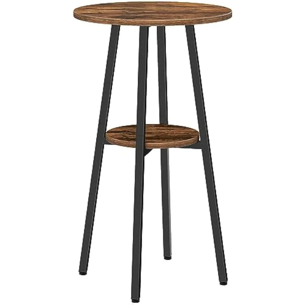 

Bar Table, Round Pub Table, 2-Tier with Storage, 37.4" High Top for Small Spaces, with Top Particleboard for Kitchen, Easy to A