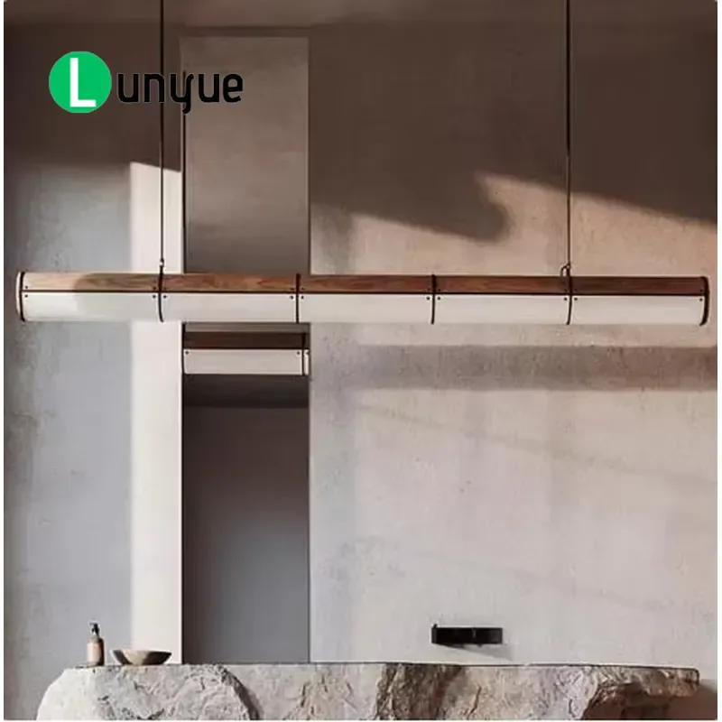 Modern Linear Chandelier Metal Acrylic Long Pendant Light for Dining Table Kitchen Island Restaurant Contemporary Ceiling