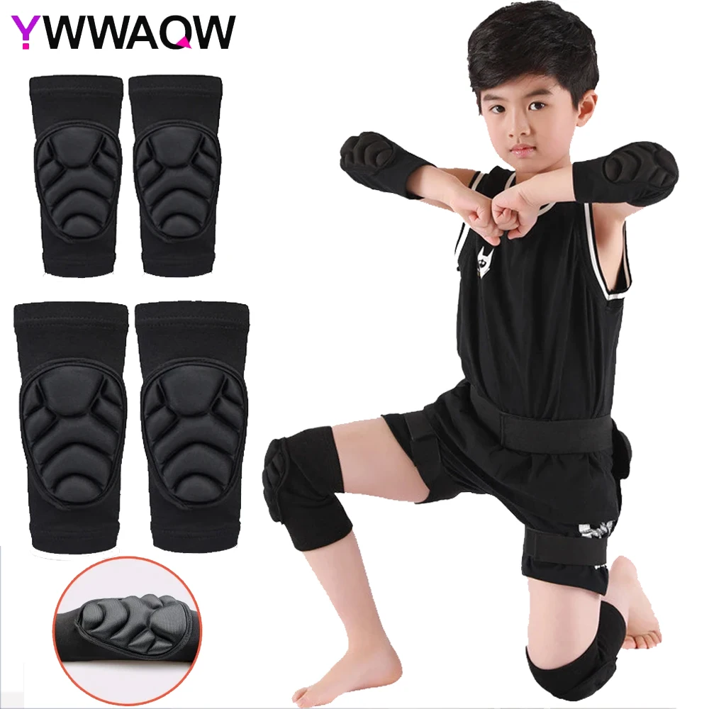 1Pair Thick Sponge Knee Pads Elbow Sleeves Avoidance Sport Kneepad Football Volleyball Knee Brace Support for Kids Child Youth