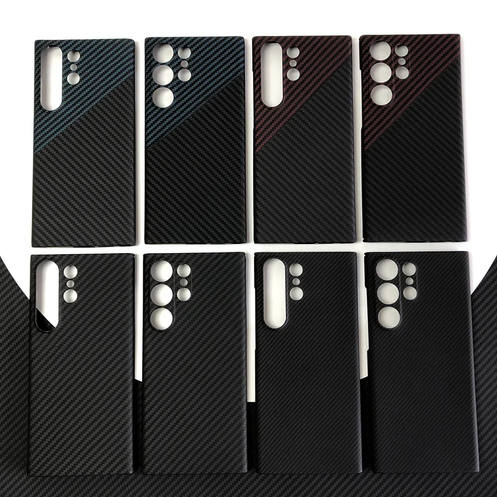 

Черный чехол для телефона Samsung Galaxy S23 Ultra s23u S23U, кевларовый чехол из натурального арамида, углеродного волокна, легкий геометрический чехол 01-08