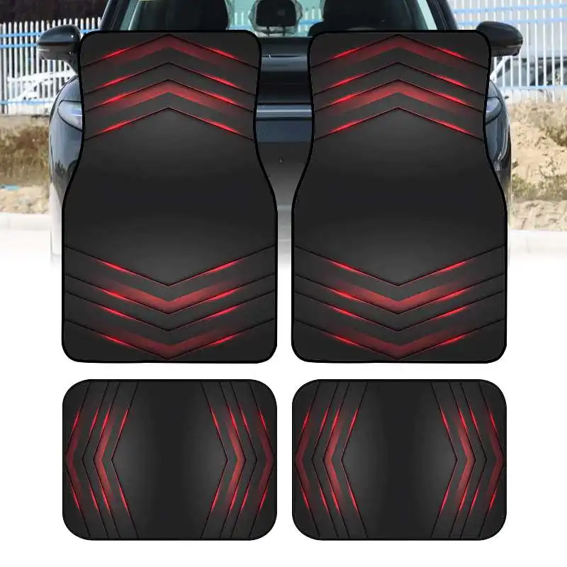 2pcs/4pcs Cool Printed Car Floor Mats - Durable Polyester Floor Liners, Safe And Practical, Making Them An Ideal Gift Choice, Lo