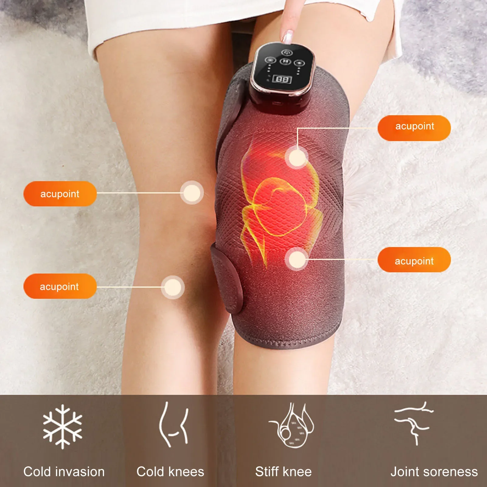 

Knee Massager with Heat USB Rechargeable Wireless Knee Brace for Knee Pain Relief Arthritis Joint Pain Knee Massage Instrument