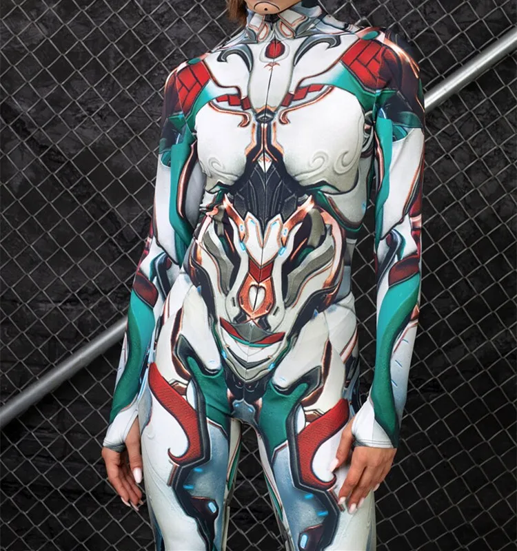 Erwachsenen-Sportanzug mit hoher Taille, Damen-Cosplay-Kostüm, sexy Anzug mit blauen Farbelementen, Muskel-Halloween-Bodysuit – Detail 8