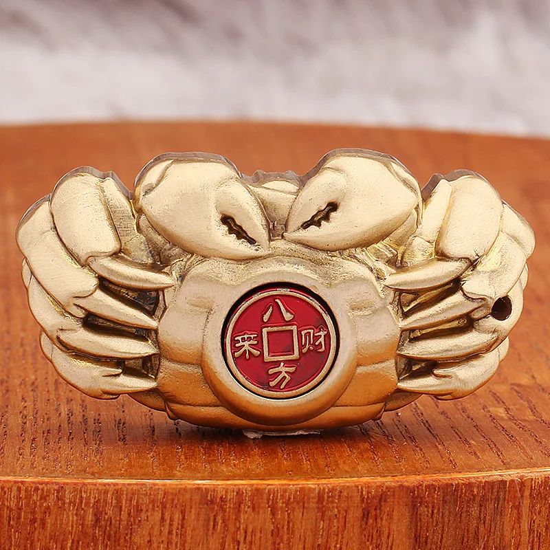 Wholesale Brass Crab Handheld Piece God of Wealth Spinning Hand Plate Metal Copperware Cultural Plaything Handicrafts Live Strea