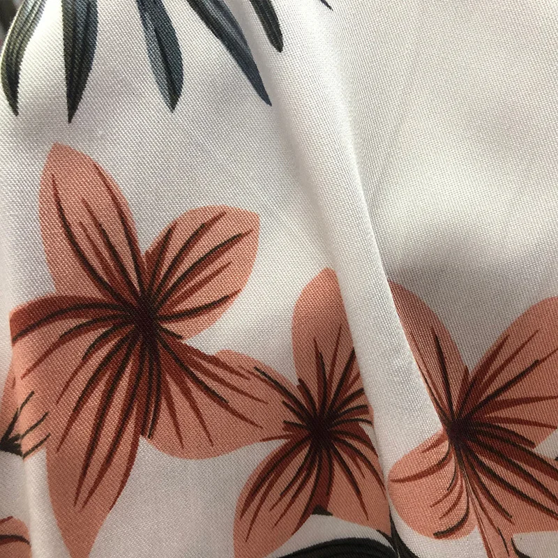 1 meter X 1.48 meter Quality Viscose Fabric Rayon Poplin Dress Shirt Material Wholesale black and white flower style 190g/m