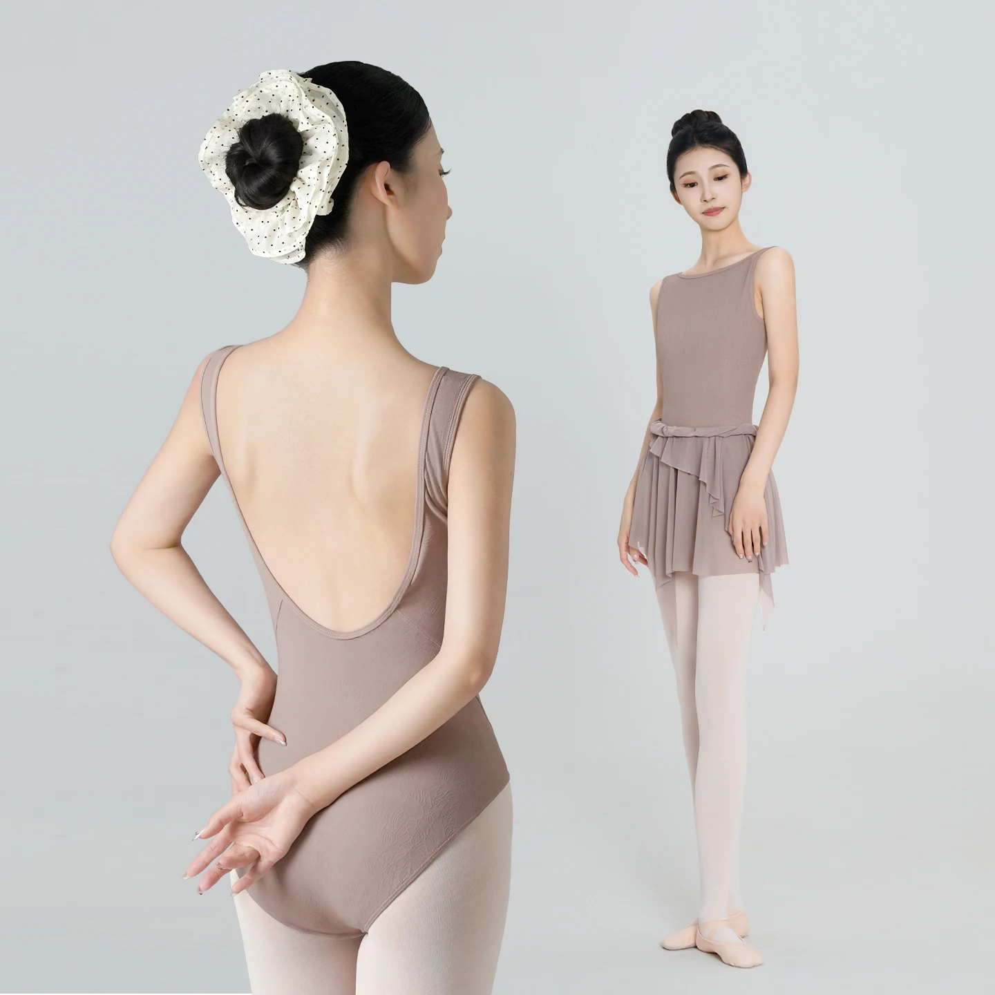 بدلة باليه نسائية من قماش الجاكار بدون أكمام للرقص راقصة الباليه بدون أكمام على شكل حرف U بدلة باليه من النايلون والجمباز بدلة سباحة لليوجا