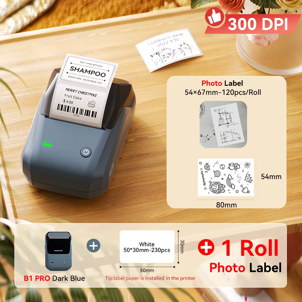 Niimbot B1 Pro draadloze labelprinter 300 DPI rood zwart dubbele kleurenprint zakelijke labelprijslabelmaker fotoprinter