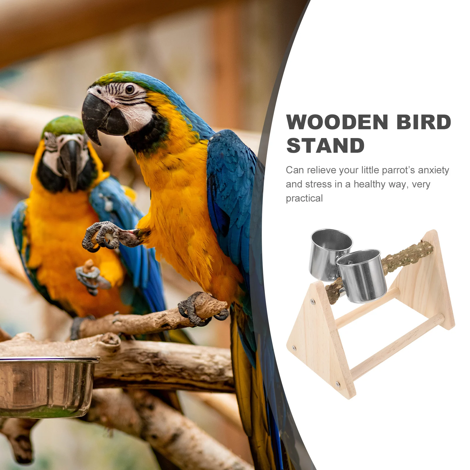 

Natural Wood Training Perch Stand Desktop Feeder Platform Wooden Bird Stand For Cage Office Indoor Stable Base Bite-Resistant