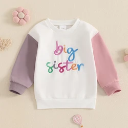 2024-07-17 Lioraitiin Little Girls Casual Sweatshirts Long Sleeve Round Neck Letter Embroidery Pullover Tops