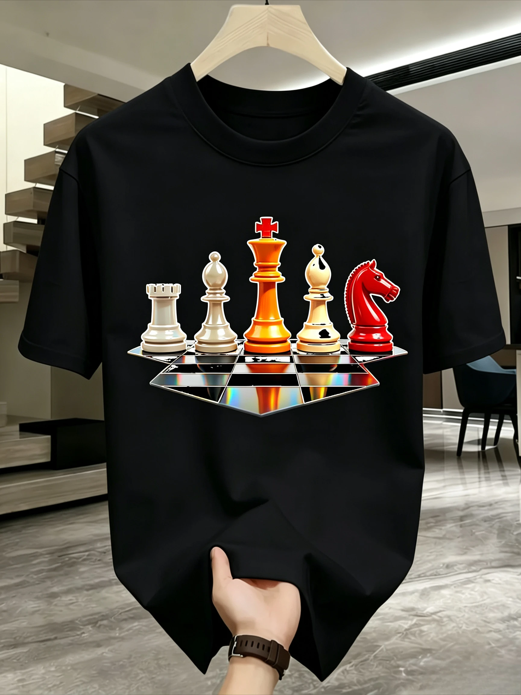 Chess Graphic T Shirt Women Creative Board Game Print Casual Streetwear Intellectual Style Top Trendy Short Sleeve Fashion Wear