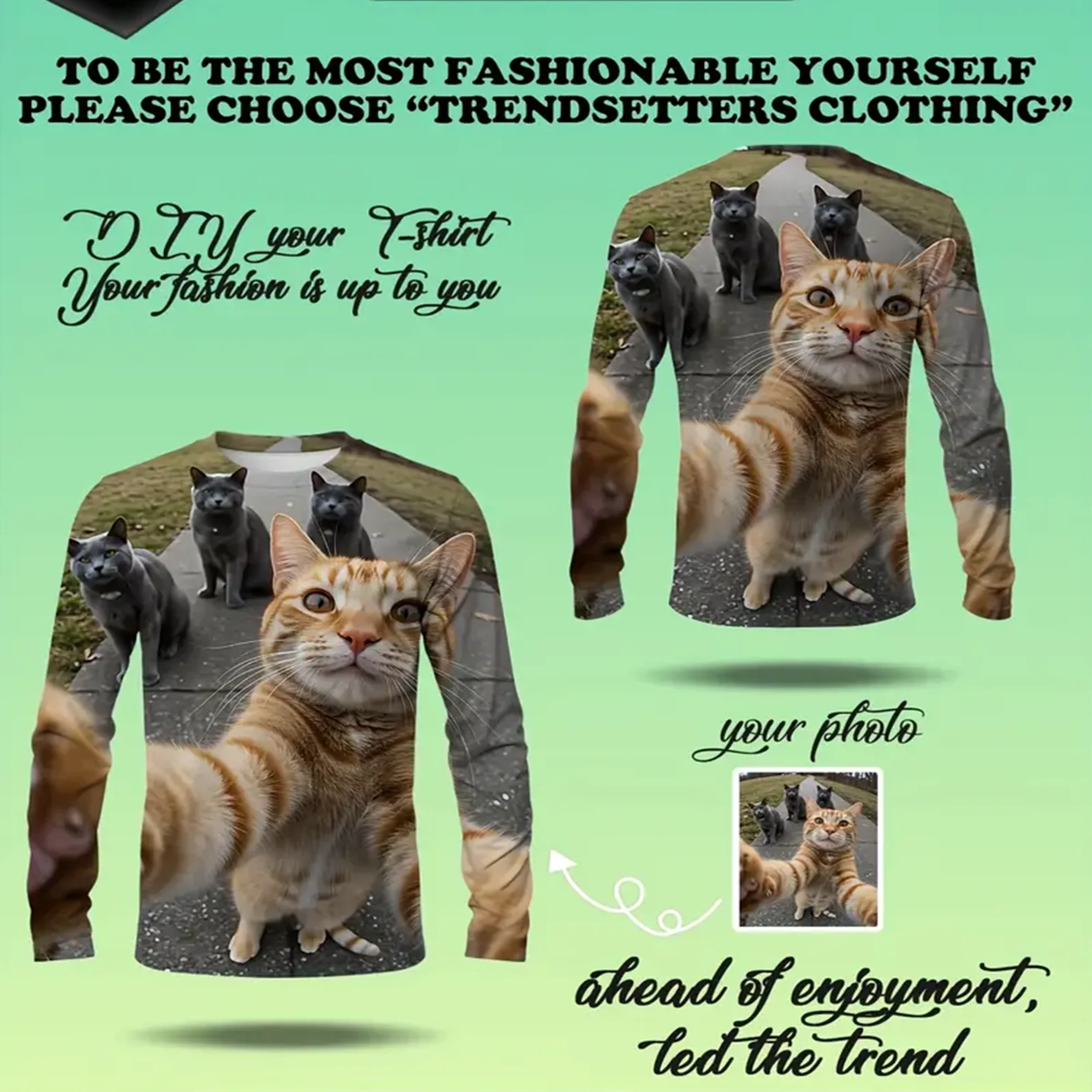 

Men Fashion Custom Your Photo Logo Design 3d Printed Long Sleeve T Shirt Couple Hip Hop Shirts Top