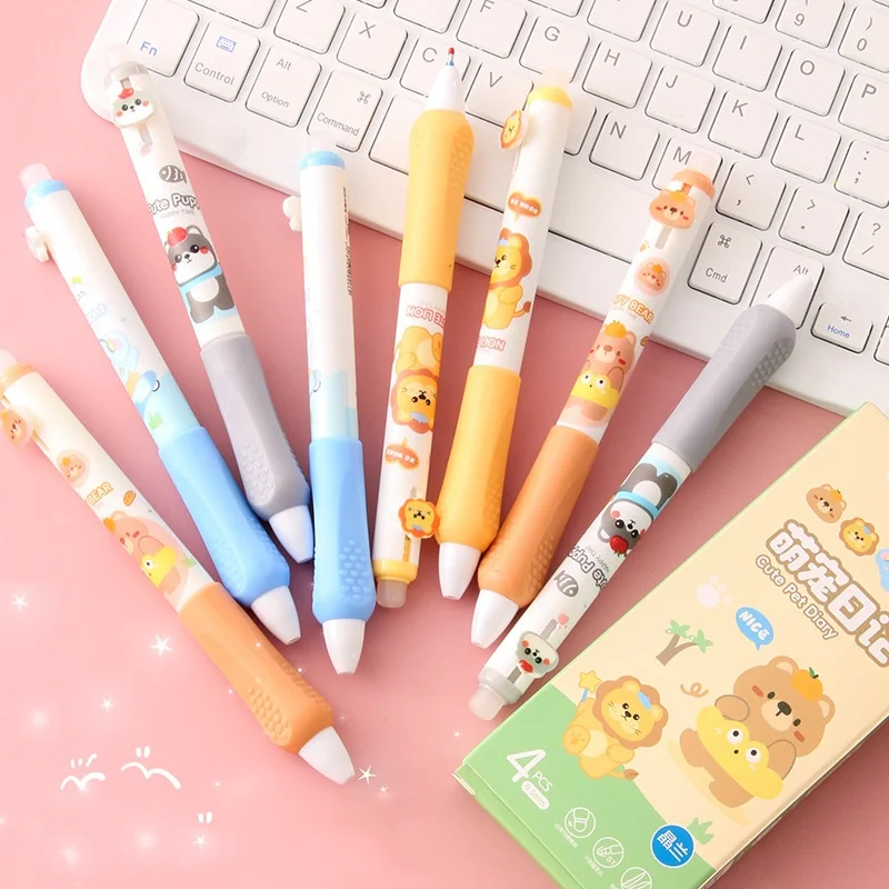 

40 шт./лот, креативные гелевые ручки с изображением медведя, слона, собаки, милые, 0,5 мм, черные чернила, нейтральные ручки для письма, офисные и школьные принадлежности