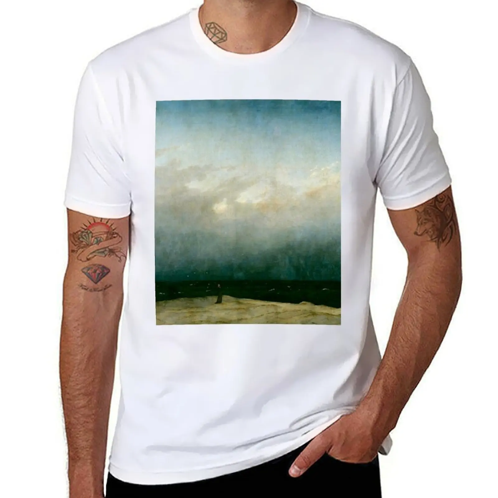 

Caspar David Friedrich - The Monk by the Sea, (1808-1810) , artwork by Caspar David Friedrich T-Shirt Big Size Simple T-Shirt