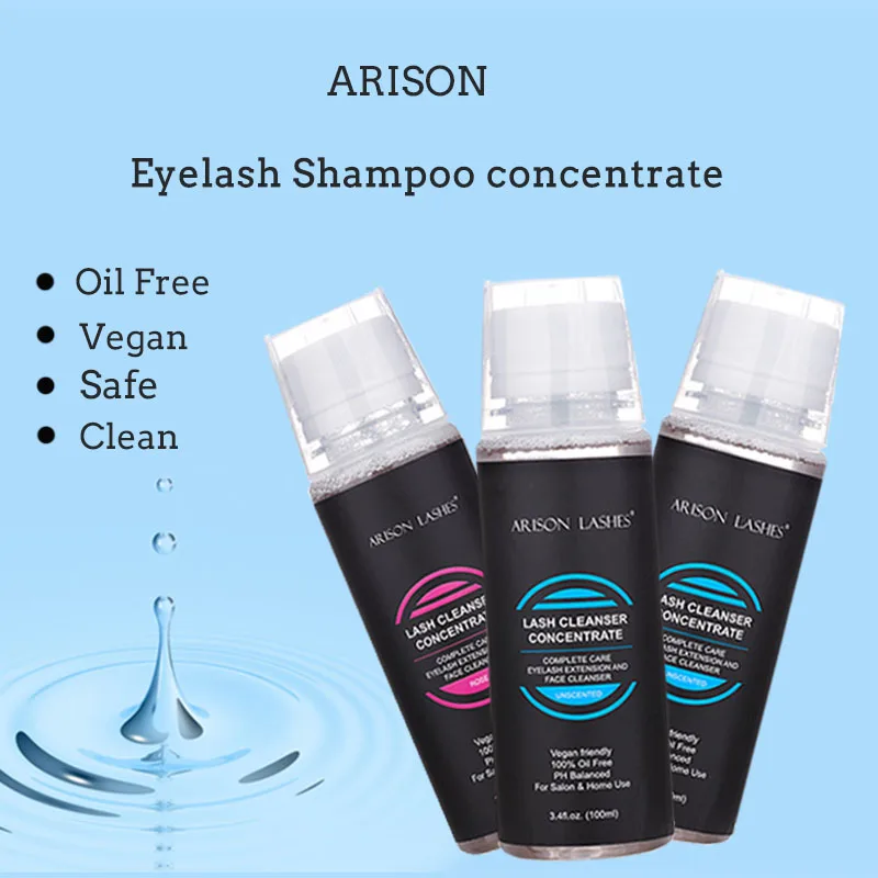 ARISON 100ml Eyelash Cleanser Concentrate Kit Lash Bath Foam Cleanser Shampoo for Eyelash Extensions Oil-Free Vegan Friendly