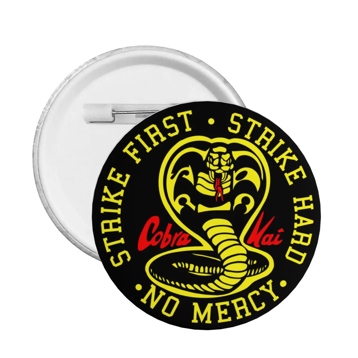 Cobra Kai The Karate Kid Round Button Pin for Clothes Customizable Strike First Strike Hard 80S Movie Pinback Badges Brooches