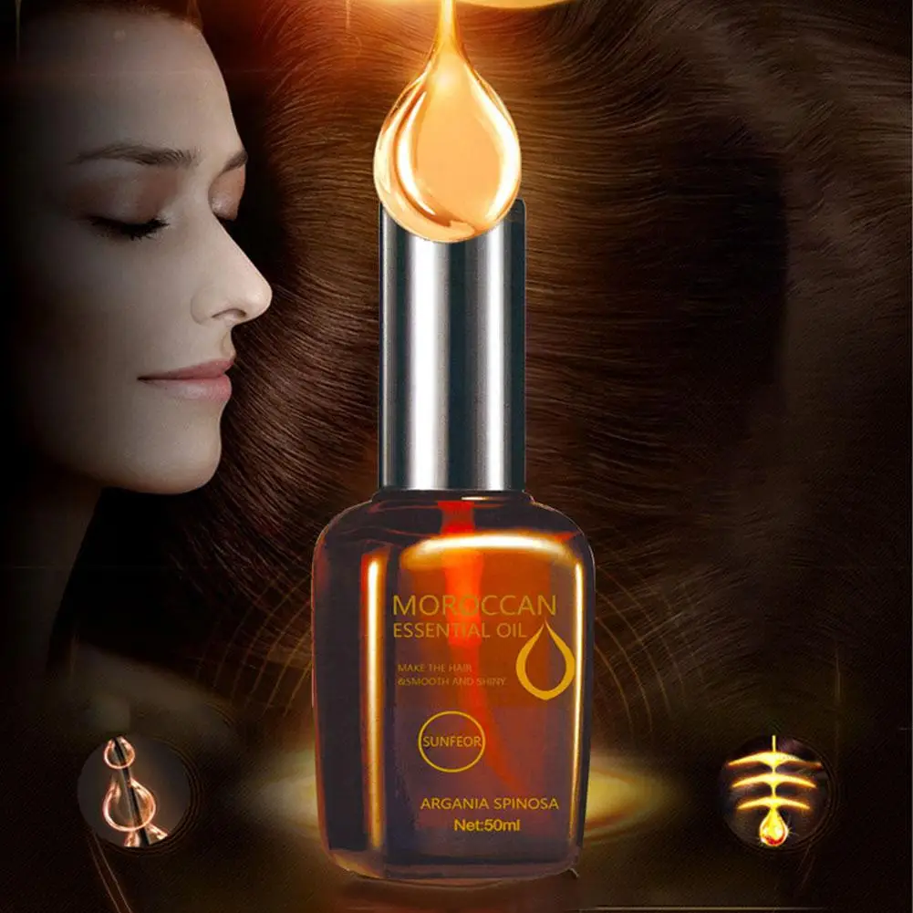 

50ML Hair Care Moroccan Pure Argan Oil Hair Essential Oil for Dry Hair Types Multi-functional Hair Care Products for Woman
