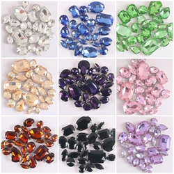 24pcs needle work Mix sizes sewing Glass Stone Sew on Rhinestone Crystal Hand Sewn Stone For DIY Dress Wedding Craft