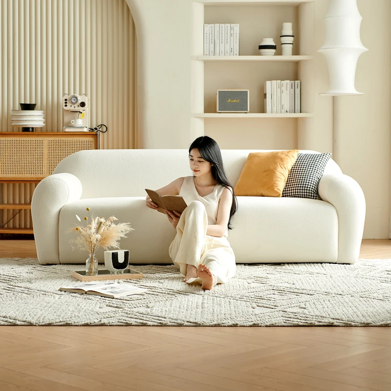 *Cream Style Double Sofa Set for Small Apartments for Girls' Bedroom Beauty Salon or Clothing Store-Lamb