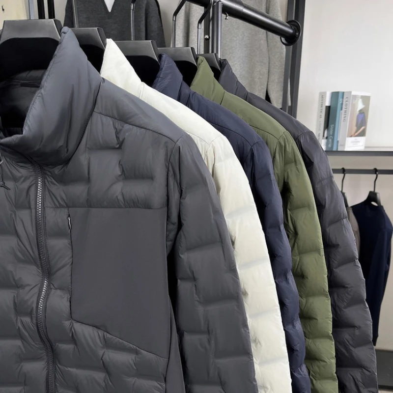  سترة رجالية خفيفة الوزن مع حشوة 90% من ريش البط، معطف خارجي شتوي دافئ أزرق داكن (5 ألوان) S-3XL #4