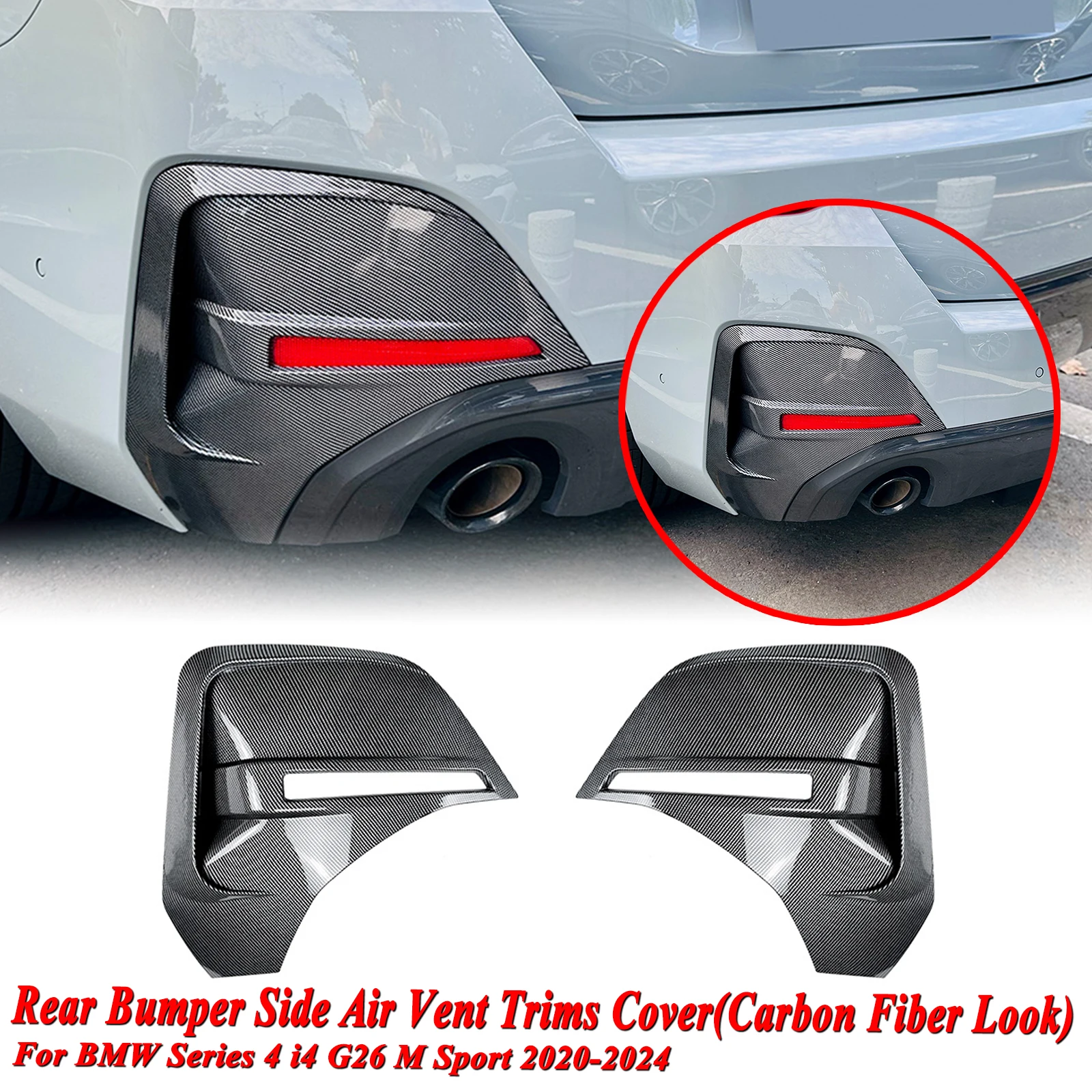 Car Rear Bumper Lip Spoiler Side Air Vent Outlet Cover Trim For BMW 4 Series i4 G26 M Sport 2020-2024