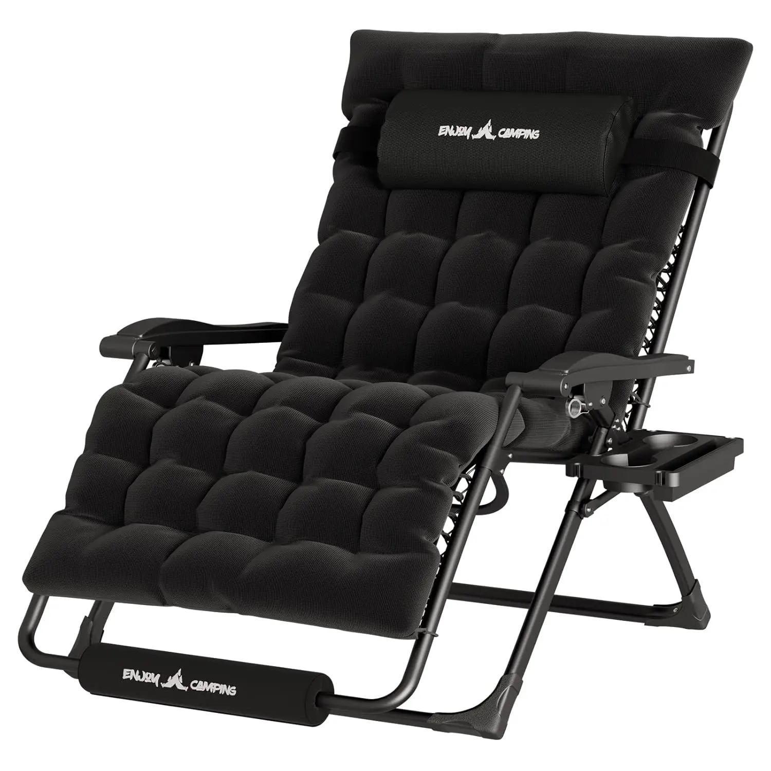 Silla Reclinable Extra Grande de Gravedad Cero de 33 Pulgadas XXL para Patio con Cojín, Silla Reclinable Plegable para Exteriores con Almohadas | Taza, Personalizada