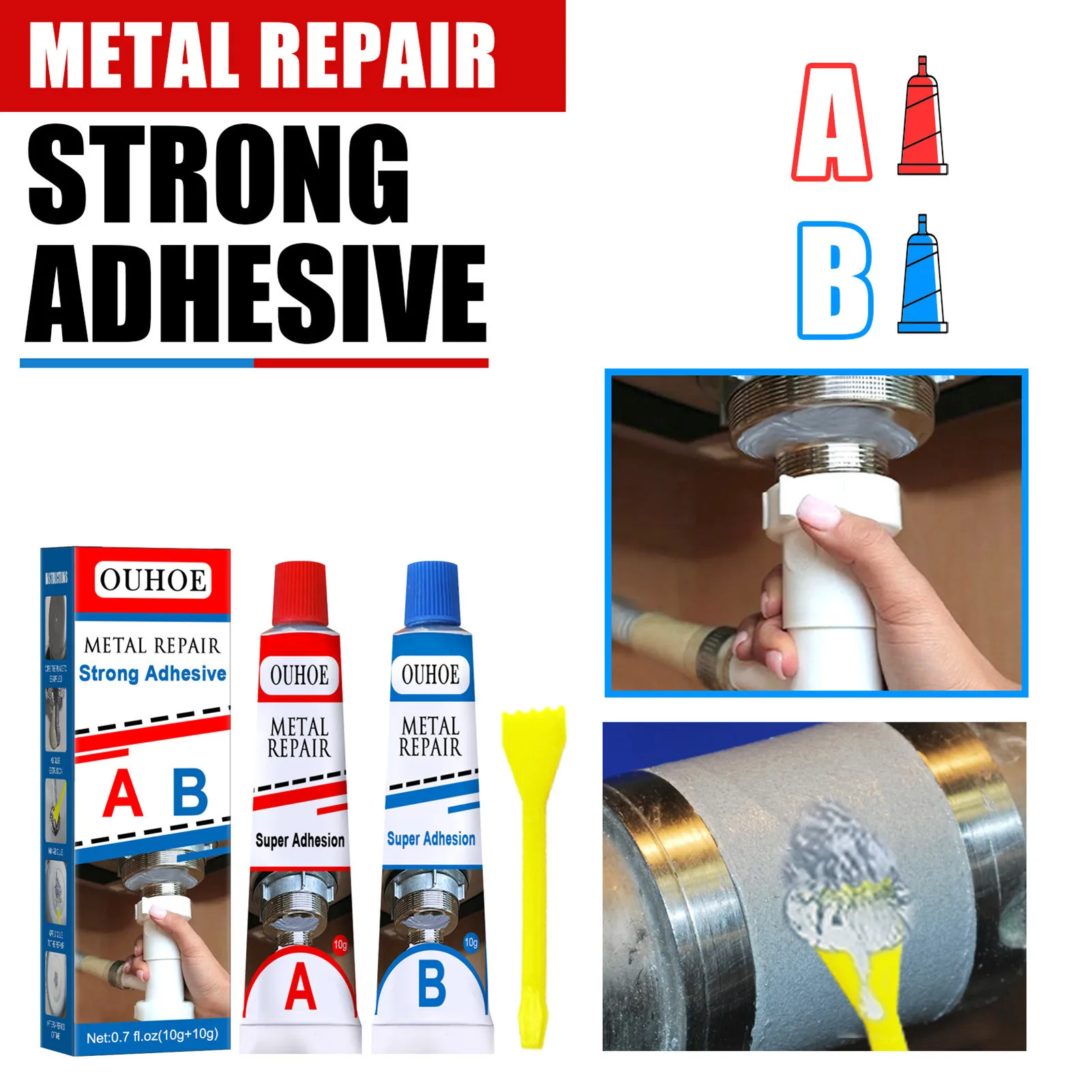 

Metal Glue Permanent Metal Repair Paste Set Magic Metal Cast Iron Repair Paste Set Industrial Heat Resistance Cold Weld